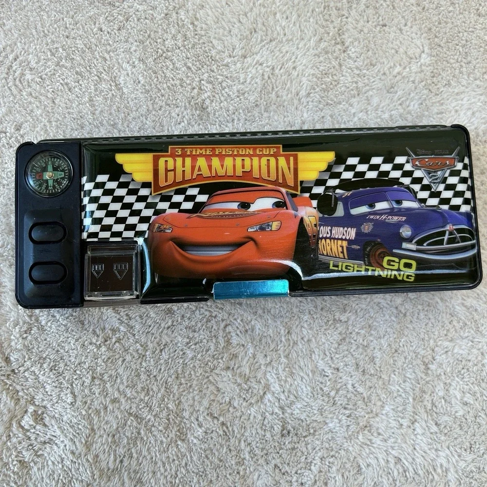Pixar Cars Lightning McQueen Duo Sided Hard Pencil Case Piston Cup Championship
